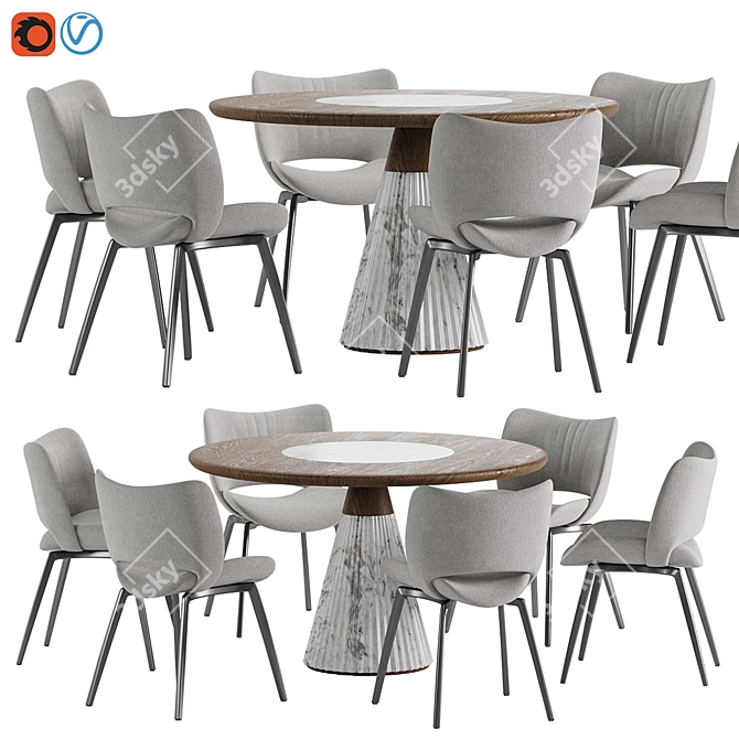 Elegant Dining Set with Chair 3D model image 5