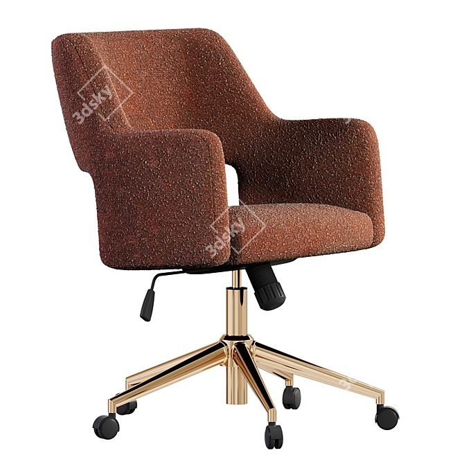 Boucle Desk Chair Upholstered Model 3D model image 2