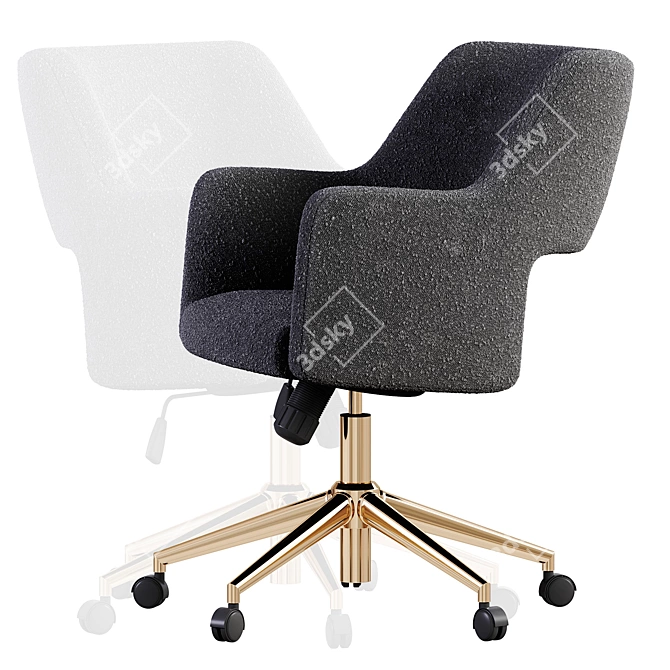 Boucle Desk Chair Upholstered Model 3D model image 5