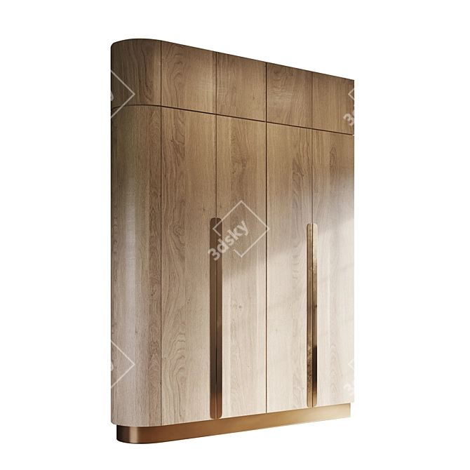 Elegant Two-Tone Wooden Wardrobe 3D model image 2