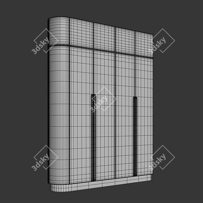 Elegant Two-Tone Wooden Wardrobe 3D model image 4