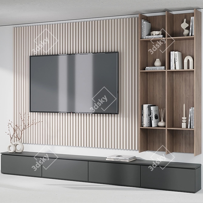 Modern TV Wall Decor Set 3D model image 1