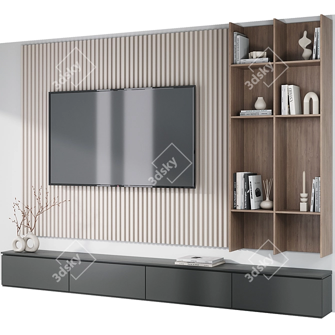 Modern TV Wall Decor Set 3D model image 2