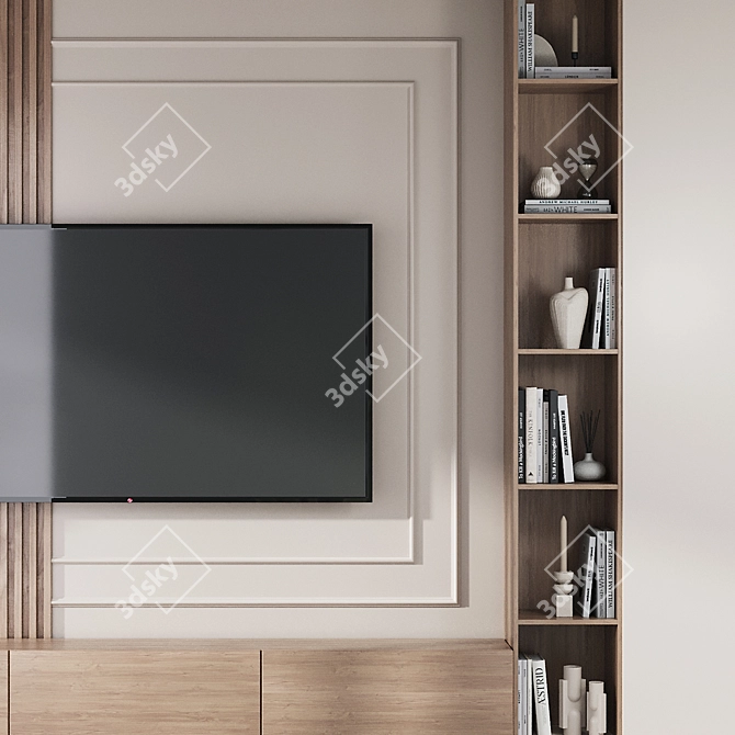 Modern TV Wall Decor Set 3D model image 3