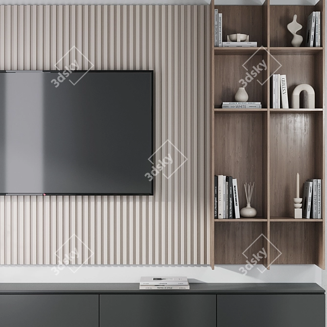 Modern TV Wall Decor Set 3D model image 4