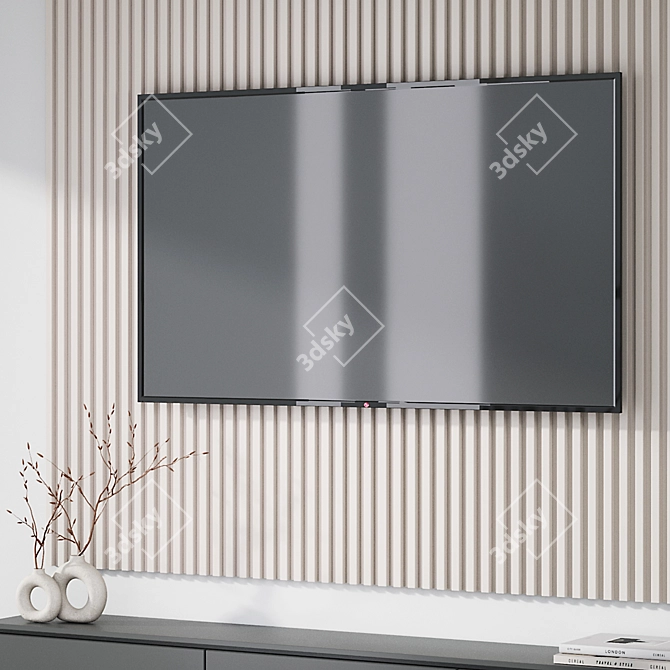 Modern TV Wall Decor Set 3D model image 5