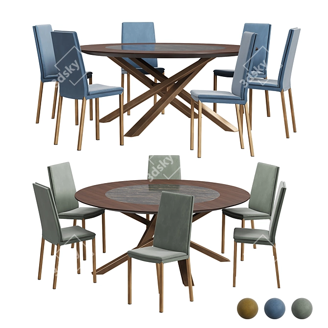 Modern Sveva Chair & Shangai Table 3D model image 1