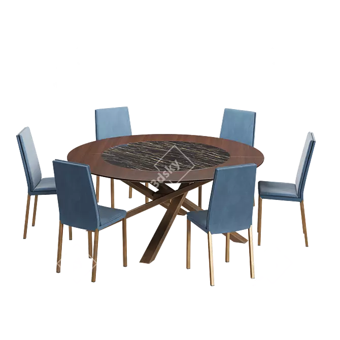 Modern Sveva Chair & Shangai Table 3D model image 4