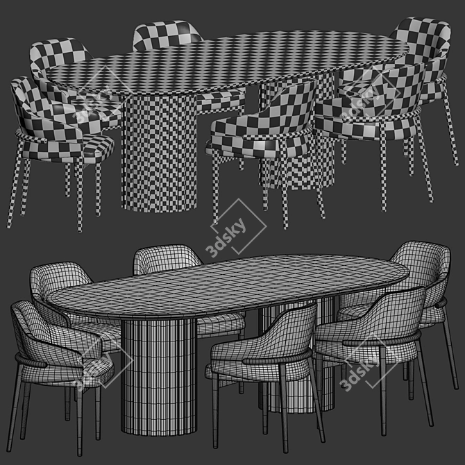 Modern Dining Set in Oak 3D model image 7