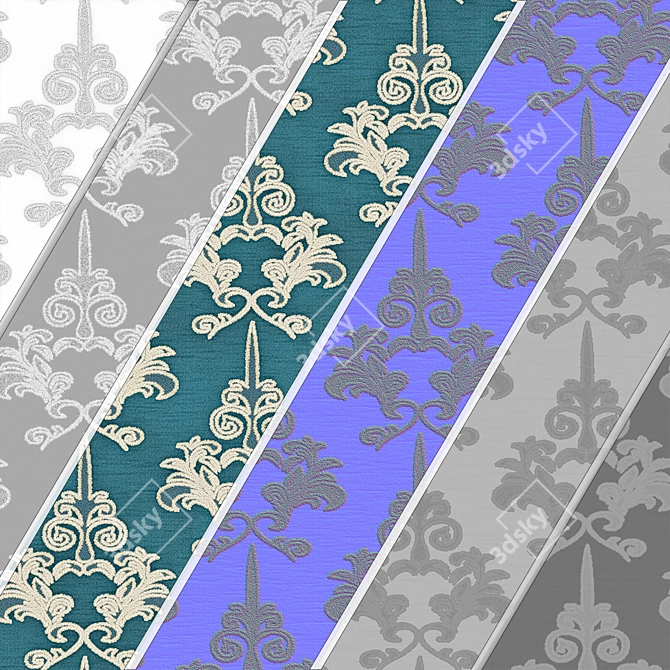 Floral Brocade Fabric Set, 2 Colors 3D model image 5