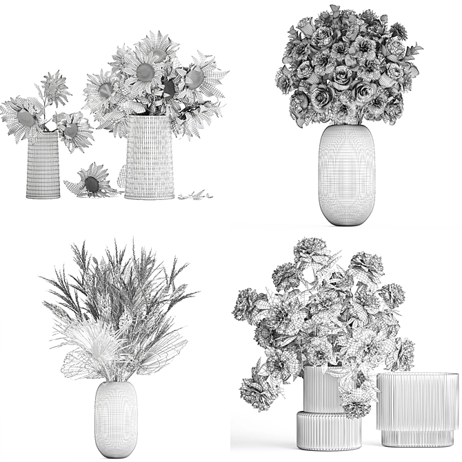 Modern Glass Vase Flower Collection 3D model image 6