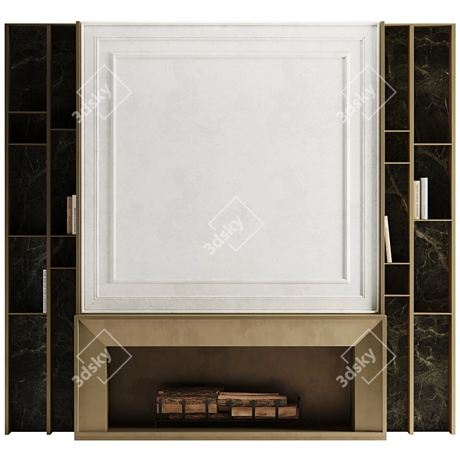 Wood-Burning Living Room Fireplace 3D model image 3