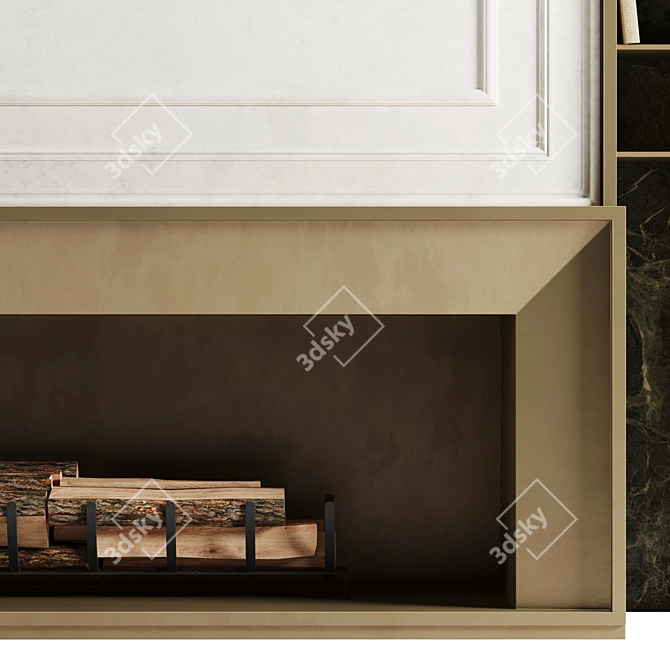 Wood-Burning Living Room Fireplace 3D model image 6