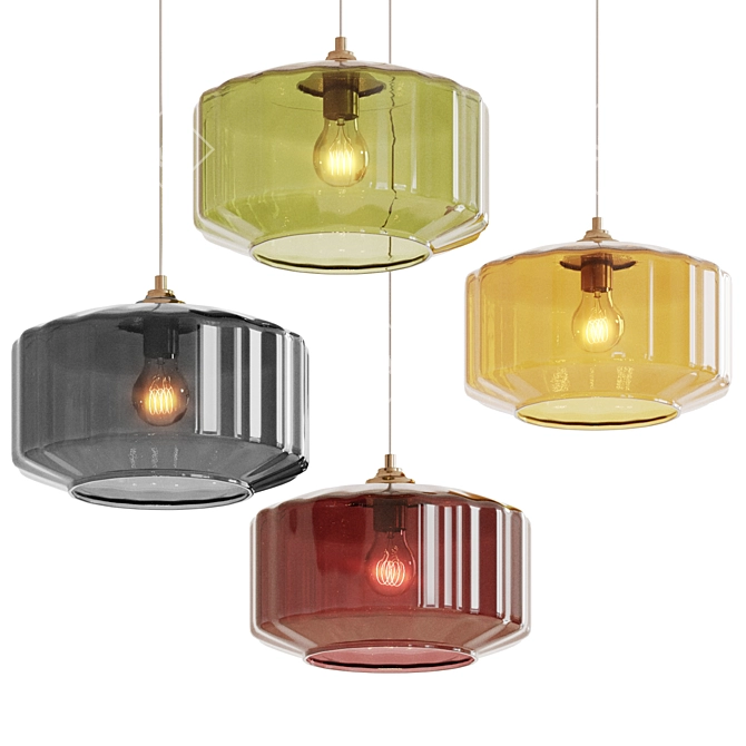 Industrial Glass Metal Pendant Lamp 3D model image 1