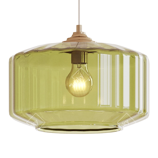 Industrial Glass Metal Pendant Lamp 3D model image 2