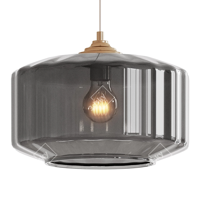 Industrial Glass Metal Pendant Lamp 3D model image 4