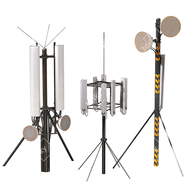 4K PBR Texture Radio Antennas 3D model image 1