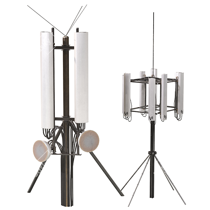 4K PBR Texture Radio Antennas 3D model image 2