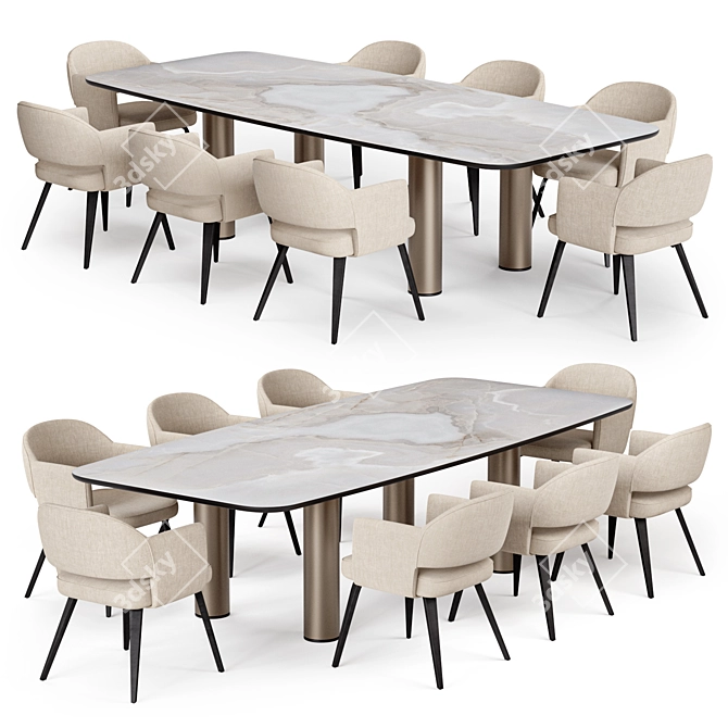 Stylish Park Dining Set 3D model image 1