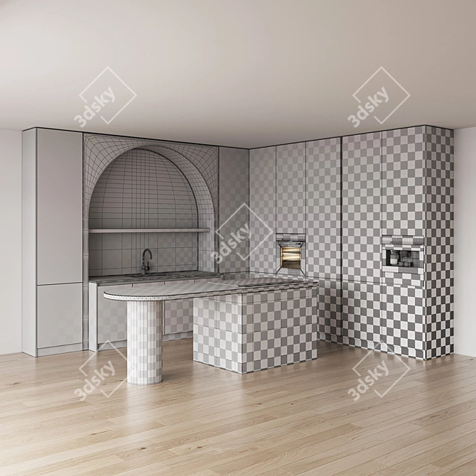 Sleek Modern Kitchen Set 3D model image 13