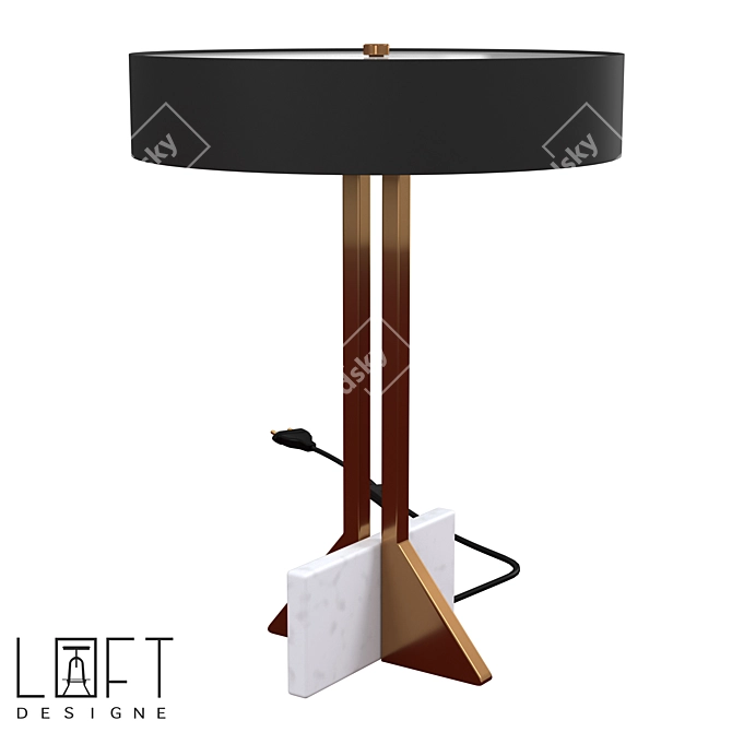 Modern LED Table Lamp Metal-Marble 3D model image 1