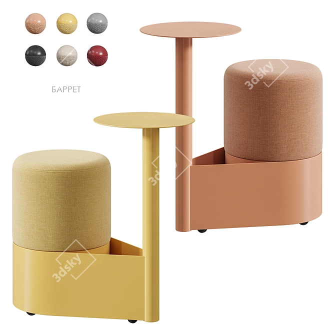 Round Side Table with Multiple Colors 3D model image 3