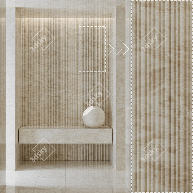 Marble Stone Textured Panels Set 3D model image 2