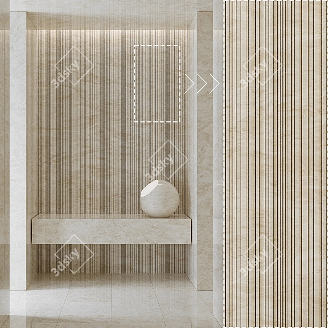 Marble Stone Textured Panels Set 3D model image 3