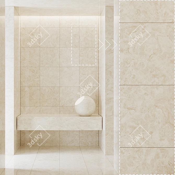 Marble Stone Textured Panels Set 3D model image 4