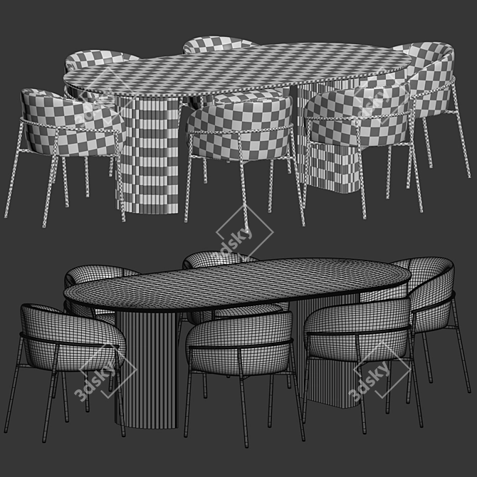 Elegant Oval Dining Set Furniture 3D model image 6