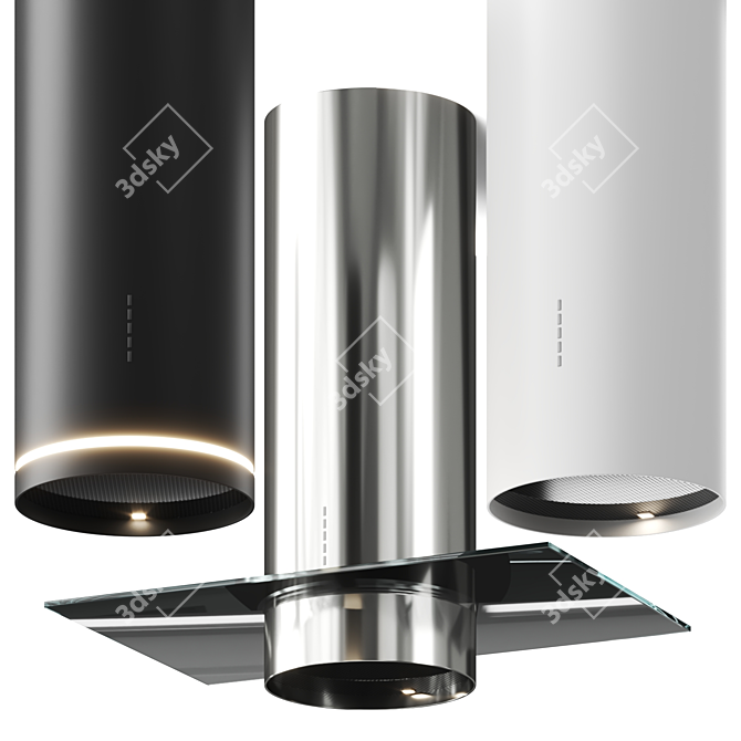 Stainless Steel Cooker Hood Lighting 3D model image 1