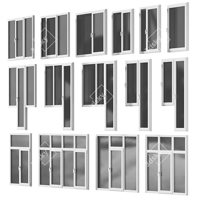 Modern Windows & Balcony Doors | 7 Models 3D model image 1