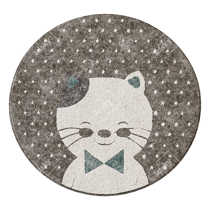 Round Cat Children's Rug 3D model image 2