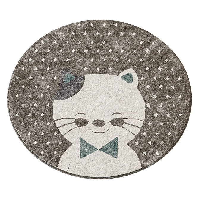 Round Cat Children's Rug 3D model image 3