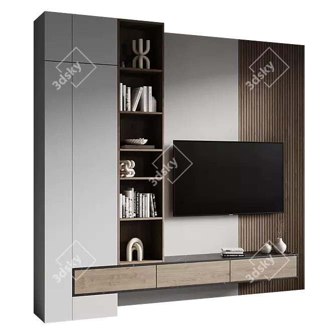 Modern TV Wall Set 3D 3D model image 1