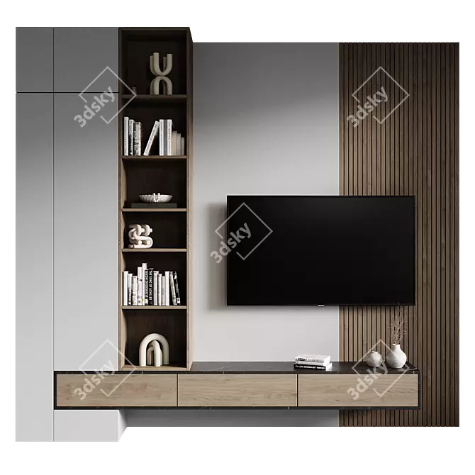 Modern TV Wall Set 3D 3D model image 2