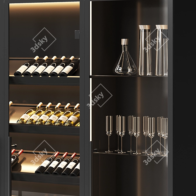 Modern Wine Cabinet Set with Dishes 3D model image 4