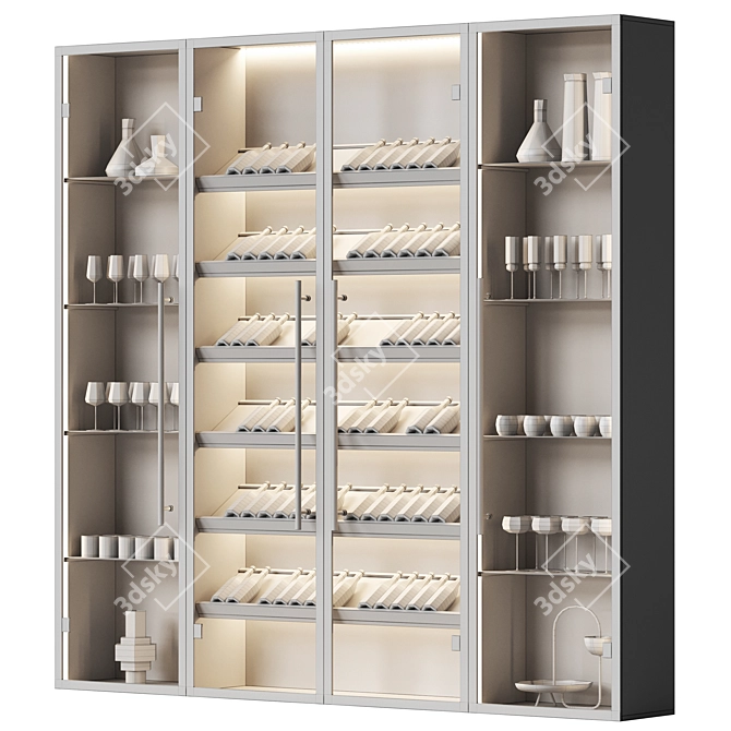 Modern Wine Cabinet Set with Dishes 3D model image 5