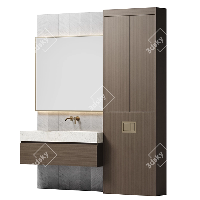 Chevron Grey Bathroom Furniture 3D model image 2