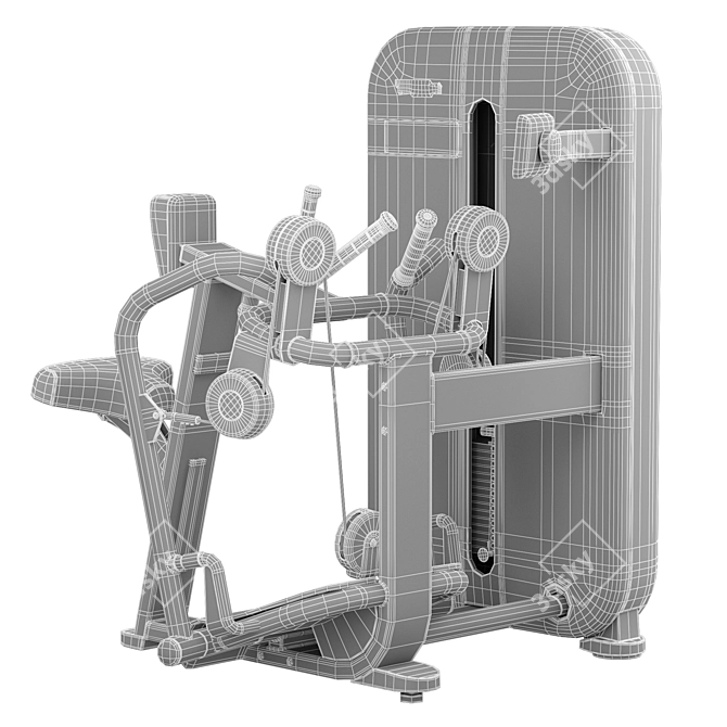 Advanced Technogym Low Row Machine 3D model image 5