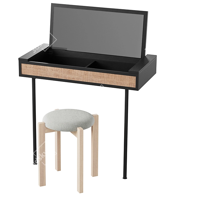 Glam Vanity Set with Stool 3D model image 3