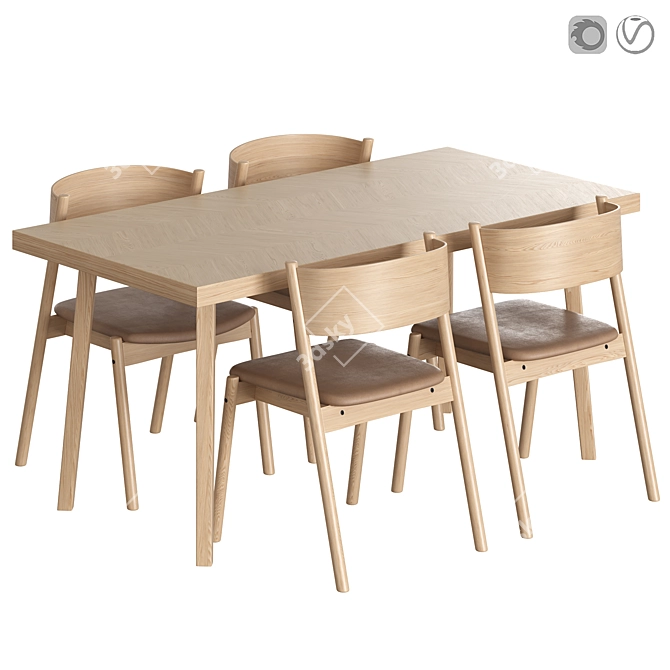 Modern Dining Set with Unique Design 3D model image 1