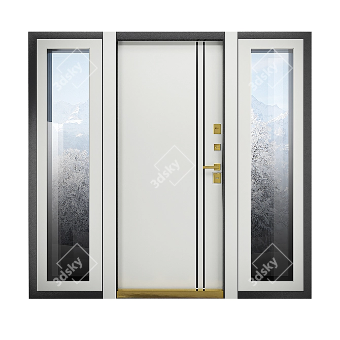 Customizable Cottage Door with Transoms 3D model image 2