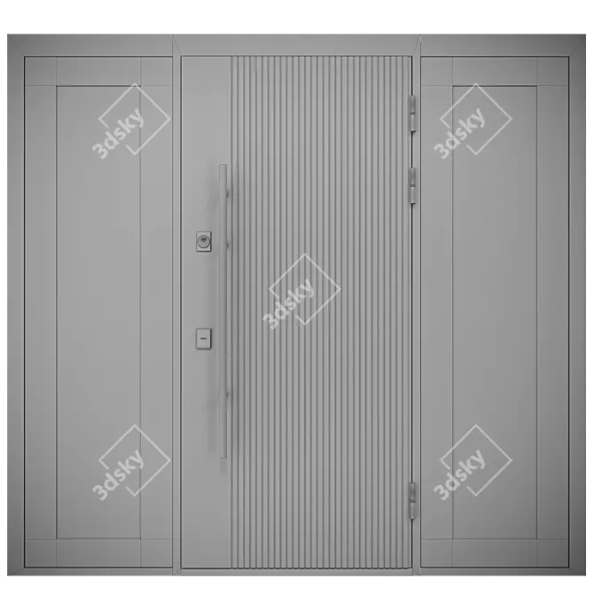 Customizable Cottage Door with Transoms 3D model image 3