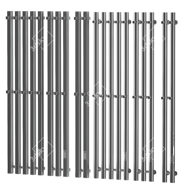 Electric Heated Towel Rails Set 3D model image 2