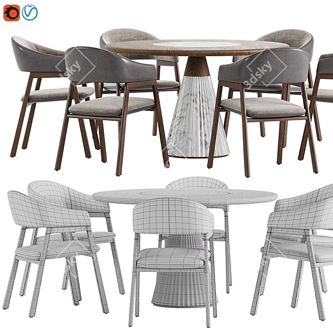 Designer Monroe Dining Set 3D model image 4