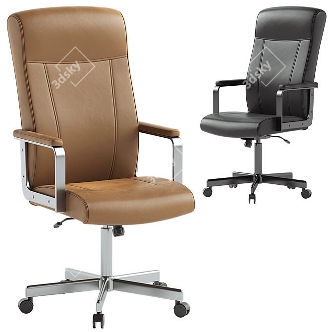 Ergonomic Swivel Chair in Black 3D model image 1