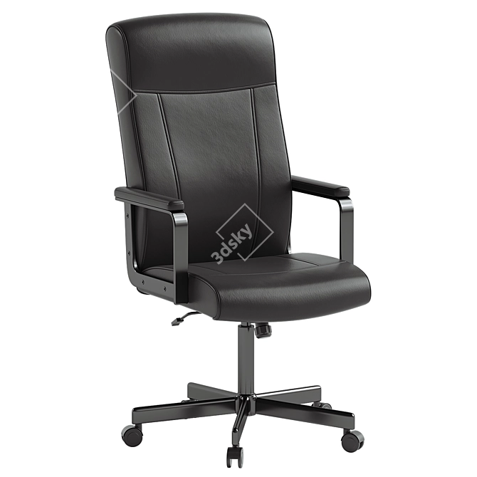 Ergonomic Swivel Chair in Black 3D model image 2