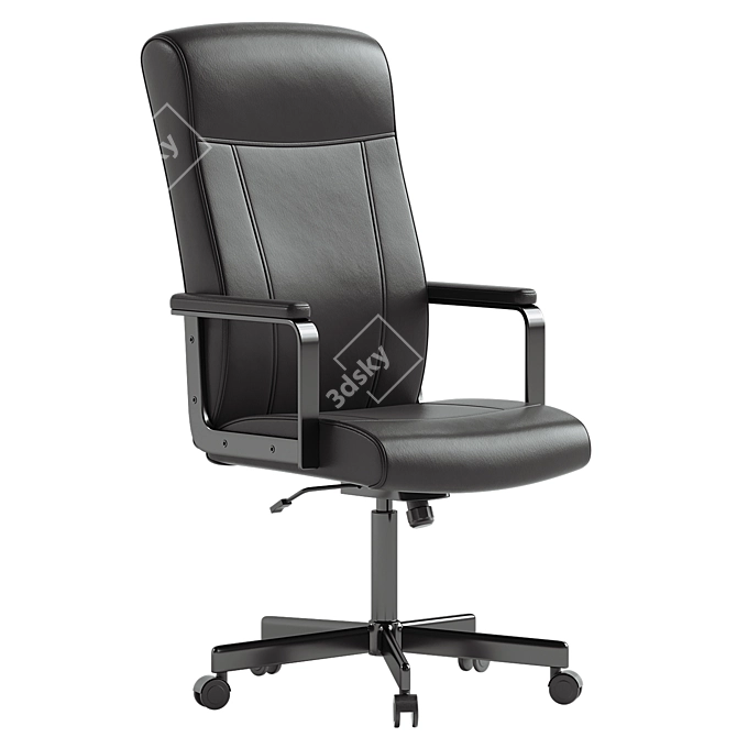 Ergonomic Swivel Chair in Black 3D model image 4