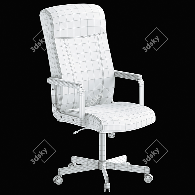 Ergonomic Swivel Chair in Black 3D model image 5